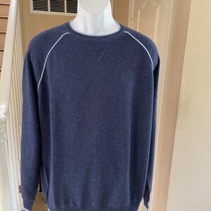 NWOT Hammacher Schlemmer 100% Two-Ply Washable Cashmere Sweater Blue XL